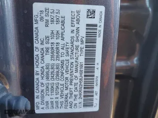 2018 Honda CR-V EX with VIN 2HKRW2H58JH681661, listed as a Copart auction lot 50220165 with 80,175 mi miles and Salvage Title. Bid and sale history available at carsss.com. Image 12.