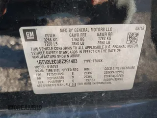 2016 GMC Sierra 1500 with VIN 1GTV2LEC0GZ391483, listed as a IAAI auction lot 40929571 with 106,106 mi miles and . Bid and sale history available at carsss.com. Image 9.