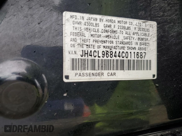 2004 Acura TSX with VIN JH4CL96844C011687, listed as a Copart auction lot 47766365 with 235,536 mi miles and Salvage Title. Bid and sale history available at carsss.com. Image 13.