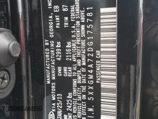 2013 Kia Optima LX z VIN 5XXGM4A72DG175781, wystawiony jako Copart lot #58235885 z przebiegiem 180 949 mil mil oraz Szkody całkowita. Historia ofert i sprzedaży dostępna na DreamBid. Obrazek 12.