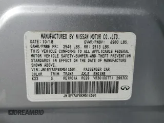 2019 Infiniti Q50 3.0t Signature Edition with VIN JN1EV7AP6KM514591, listed as a Copart auction lot 84735724 with 64,178 mi miles and Non Repairable. Bid and sale history available at carsss.com. Image 14.