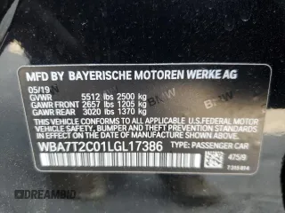 2020 BMW 7 Series 740i with VIN WBA7T2C01LGL17386, listed as a Copart auction lot 49496215 with 44,801 mi miles and Salvage title. Bid and sale history available at DreamBid. Image 12.