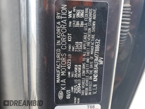 2021 Kia Soul GT-Line with VIN KNDJ63AU3M7788632, listed as a Copart auction lot 43823375 with 51,176 mi miles and Salvage Title. Bid and sale history available at DreamBid. Image 13.
