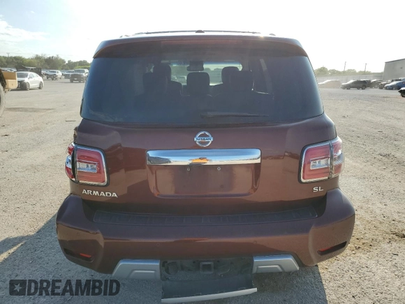 2017 Nissan Armada SL with VIN JN8AY2ND8H9010517, listed as a Copart auction lot 61785834 with 142,157 mi miles and Salvage Title. Bid and sale history available at carsss.com. Image 6.