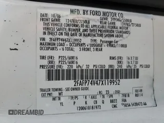 2007 Ford Crown Victoria LX с VIN 2FAFP74V47X119952, выставлен на аукционе Copart как лот 71025704 с пробегом 220 034 миль миль и Списание • Salvage title. История ставок и продаж доступна на DreamBid. Изображение 12.