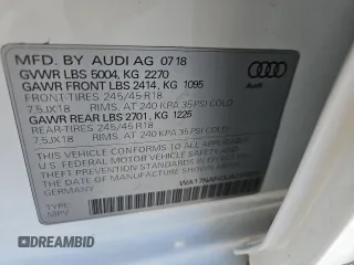 2018 Audi allroad A4 Premium with VIN WA17NAF43JA224529, listed as a Copart auction lot 51789015 with 82,198 mi miles and Salvage Title. Bid and sale history available at DreamBid. Image 13.