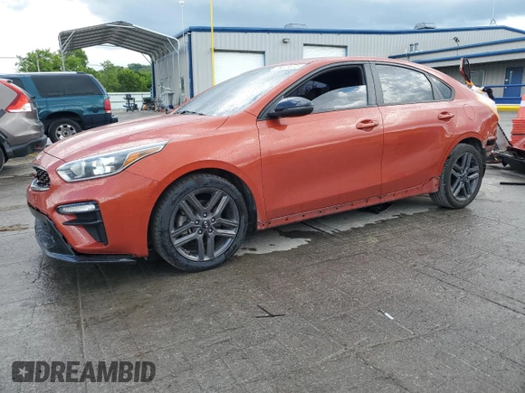 2021 Kia Forte GT-Line with VIN 3KPF34AD4ME318985, listed as a Copart auction lot 59023575 with 94,572 mi miles and Salvage title. Bid and sale history available at DreamBid. Image 1.