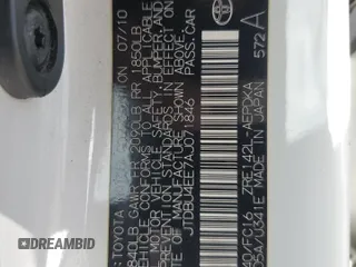 2010 Toyota Corolla with VIN JTDBU4EE7AJ071846, listed as a Copart auction lot 53081425 with Not Provided miles and Salvage Title. Bid and sale history available at DreamBid. Image 14.