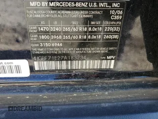 2007 Mercedes-Benz GL-Class with VIN 4JGBF71E27A183234, listed as a Copart auction lot 51326324 with 163,567 mi miles and Salvage Title. Bid and sale history available at carsss.com. Image 15.