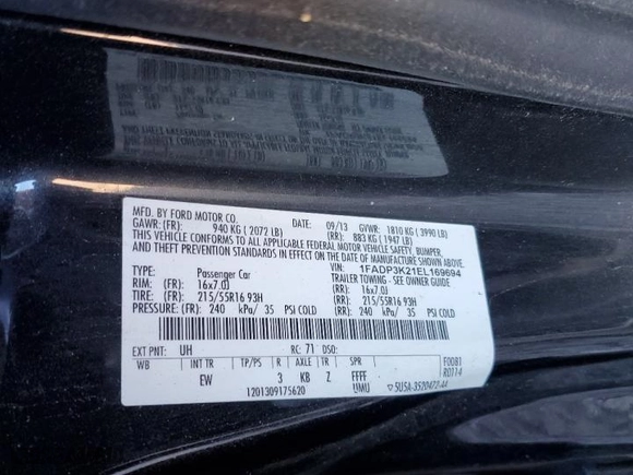 2014 Ford Focus SE with VIN 1FADP3K21EL169694, listed as a Copart auction lot 50314915 with 128,118 mi miles and Salvage Title. Bid and sale history available at carsss.com. Image 14.