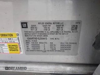 2014 GMC Acadia Denali z VIN 1GKKRTKD1EJ304413, wystawiony jako IAAI lot #41666574 z przebiegiem 115 717 mil mil oraz . Historia ofert i sprzedaży dostępna na DreamBid. Obrazek 9.