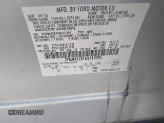 2016 Ford Flex SEL z VIN 2FMHK6C81GBA10395, wystawiony jako IAAI lot #42398870 z przebiegiem 271 457 mil mil oraz . Historia ofert i sprzedaży dostępna na DreamBid. Obrazek 9.