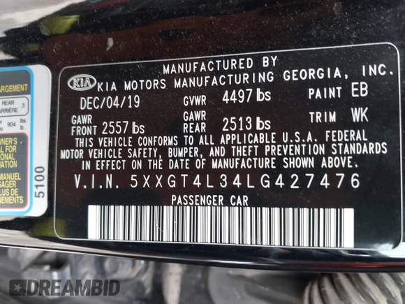 2020 Kia Optima LX с VIN 5XXGT4L34LG427476, выставлен на аукционе IAAI как лот 42117451 с пробегом 73 560 миль миль и . История ставок и продаж доступна на DreamBid. Изображение 9.