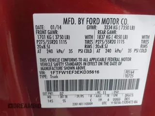 2014 Ford F-150 XL with VIN 1FTFW1EF3EKD35616, listed as a IAAI auction lot 41628905 with 148,477 mi miles and . Bid and sale history available at carsss.com. Image 9.