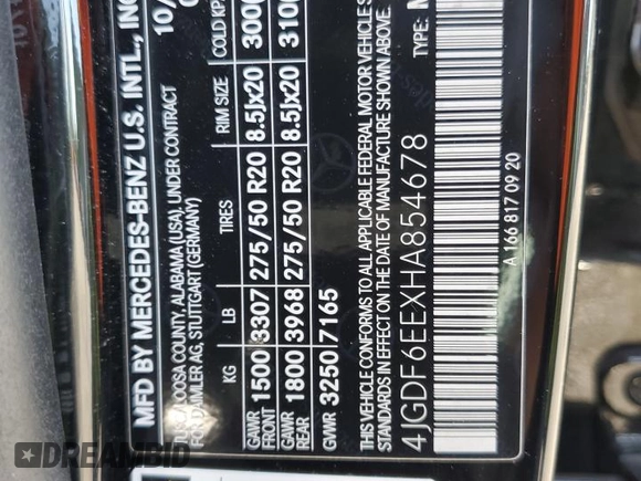2017 Mercedes-Benz GLS 450 z VIN 4JGDF6EEXHA854678, wystawiony jako Copart lot #58337425 z przebiegiem 107 304 mil mil oraz Szkoda całkowita • Salvage title. Historia ofert i sprzedaży dostępna na DreamBid. Obrazek 13.