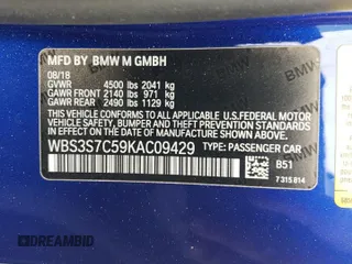 2019 BMW M4 CS with VIN WBS3S7C59KAC09429, listed as a Copart auction lot 54519804 with 0 mi miles and Salvage Title. Bid and sale history available at carsss.com. Image 12.