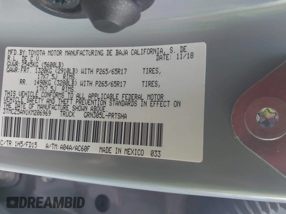 2019 Toyota Tacoma SR z VIN 3TMCZ5AN1KM206969, wystawiony jako IAAI lot #41951159 z przebiegiem 94 875 mil mil oraz . Historia ofert i sprzedaży dostępna na DreamBid. Obrazek 9.