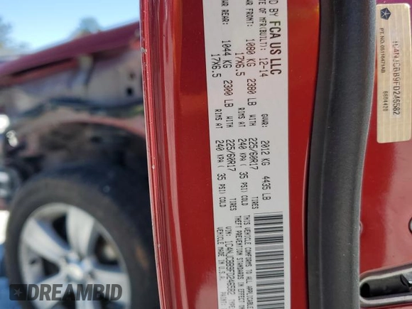 2015 Jeep Compass Sport with VIN 1C4NJCBB9FD246582, listed as a Copart auction lot 48387475 with 134,006 mi miles and Salvage Title. Bid and sale history available at carsss.com. Image 13.