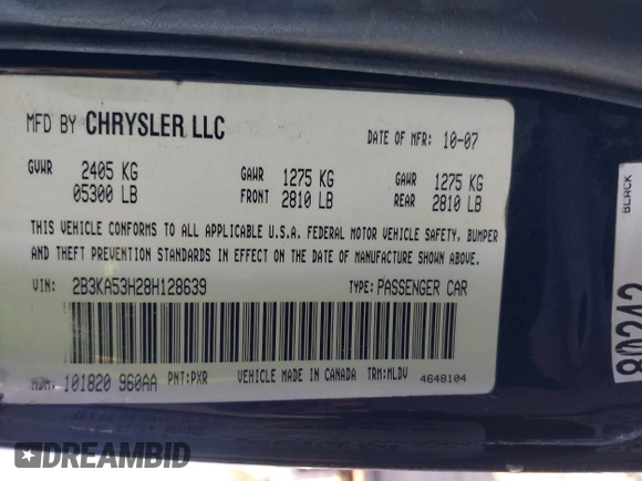 2008 Dodge Charger R/T with VIN 2B3KA53H28H128639, listed as a IAAI auction lot 41676170 with 228,089 mi miles and . Bid and sale history available at carsss.com. Image 8.