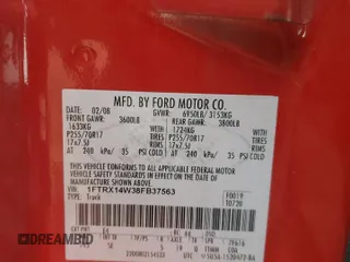 2008 Ford F-150 STX z VIN 1FTRX14W38FB37563, wystawiony jako Copart lot #56236475 z przebiegiem 185 648 mil mil oraz Szkoda całkowita • Salvage title. Historia ofert i sprzedaży dostępna na DreamBid. Obrazek 13.