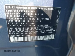 2018 Volkswagen Tiguan SEL с VIN 3VV2B7AX9JM146548, выставлен на аукционе IAAI как лот 42419486 с пробегом 84 906 миль миль и . История ставок и продаж доступна на DreamBid. Изображение 9.