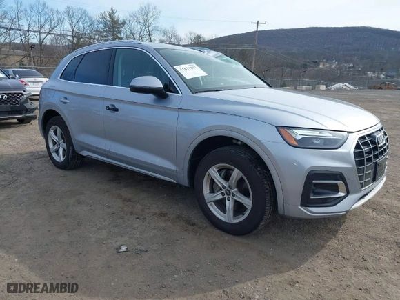 2023 Audi Q5 Premium with VIN WA1ABAFY0P2160860, listed as a IAAI auction lot 41621227 with 19,134 mi miles. Bid and sale history available at carsss.com. Image 1.