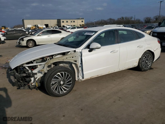 2021 Hyundai Sonata Hybrid SEL with VIN KMHL34JJ0MA017735, listed as a Copart auction lot 43926565 with 57,661 mi miles and Salvage Title. Bid and sale history available at carsss.com. Image 1.