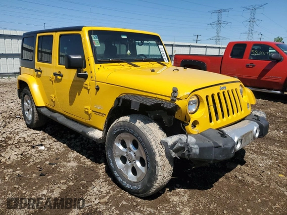 2015 Jeep Wrangler Unlimited Sahara with VIN 1C4HJWEG7FL593355, listed as a Copart auction lot 56784425 with 74,498 mi miles and Salvage title. Bid and sale history available at DreamBid. Image 4.