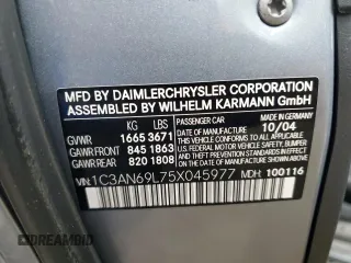 2005 Chrysler Crossfire Limited z VIN 1C3AN69L75X045977, wystawiony jako Copart lot #73111504 z przebiegiem 115 801 mil mil oraz Szkoda całkowita • Salvage title. Historia ofert i sprzedaży dostępna na DreamBid. Obrazek 12.