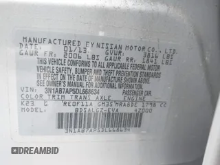 2013 Nissan Sentra FE+ S with VIN 3N1AB7AP5DL668634, listed as a IAAI auction lot 42228686 with 98,024 mi miles and . Bid and sale history available at DreamBid. Image 9.