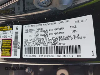 2016 Toyota Tacoma SR5 with VIN 5TFAX5GN1GX055850, listed as a IAAI auction lot 41828806 with 111,655 mi miles. Bid and sale history available at carsss.com. Image 9.