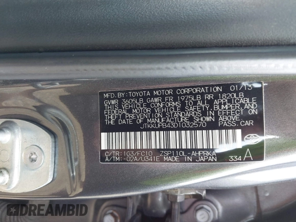2013 Scion xD with VIN JTKKUPB43D1032570, listed as a IAAI auction lot 42159239 with 158,198 mi miles and . Bid and sale history available at DreamBid. Image 9.