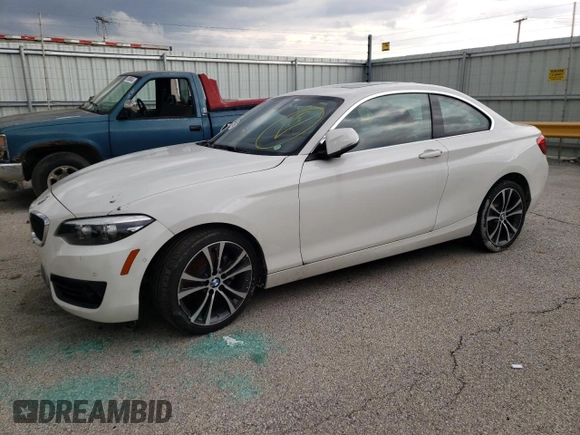2018 BMW 2 Series 230i with VIN WBA2J1C52JVD09153, listed as a Copart auction lot 58341493 with 36,163 mi miles. Bid and sale history available at carsss.com. Image 1.