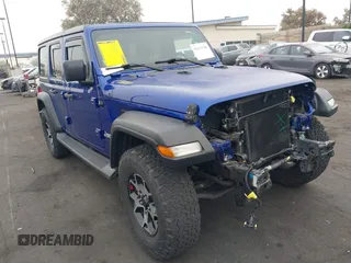 2018 Jeep Wrangler Unlimited Sport S with VIN 1C4HJXDG7JW235946, listed as a IAAI auction lot 42473146 with 37,973 mi miles and . Bid and sale history available at DreamBid. Image 1.