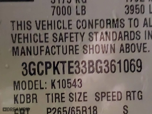 2011 Chevrolet Silverado 1500 LTZ with VIN 3GCPKTE33BG361069, listed as a IAAI auction lot 41274810 with 302,715 mi miles. Bid and sale history available at carsss.com. Image 9.
