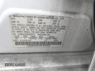 2006 Nissan Maxima SL with VIN 1N4BA41E06C830417, listed as a IAAI auction lot 42081896 with 264,635 mi miles and . Bid and sale history available at DreamBid. Image 9.
