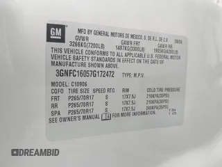 2007 Chevrolet Suburban LT с VIN 3GNFC16057G172472, выставлен на аукционе IAAI как лот 42716676 с пробегом 262 281 миль миль и . История ставок и продаж доступна на DreamBid. Изображение 9.