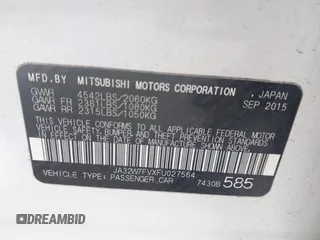 2015 Mitsubishi Lancer Evolution Final Edition with VIN JA32W7FVXFU027564, listed as a IAAI auction lot 41941191 with 52,235 mi miles. Bid and sale history available at carsss.com. Image 9.