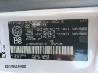 2024 Lexus RX 350h with VIN 2T2BBMCA4RC029157, listed as a Copart auction lot 46730615 with 14,693 mi miles and Salvage title. Bid and sale history available at DreamBid. Image 14.