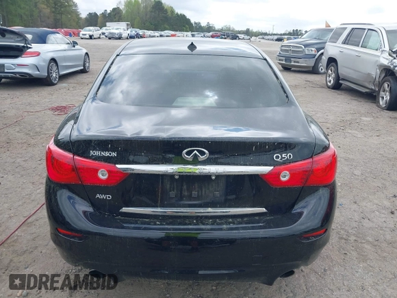 2015 Infiniti Q50 Premium with VIN JN1BV7AR1FM417342, listed as a IAAI auction lot 41887007 with 116,026 mi miles. Bid and sale history available at carsss.com. Image 16.