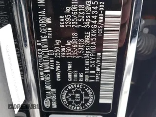 2019 Kia Sorento EX with VIN 5XYPHDA5XKG443455, listed as a Copart auction lot 45269015 with 94,513 mi miles and Salvage Title. Bid and sale history available at DreamBid. Image 13.