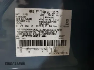 2022 Ford Maverick XL with VIN 3FTTW8F92NRA18426, listed as a Copart auction lot 53535715 with 42,064 mi miles and Salvage Title. Bid and sale history available at DreamBid. Image 13.