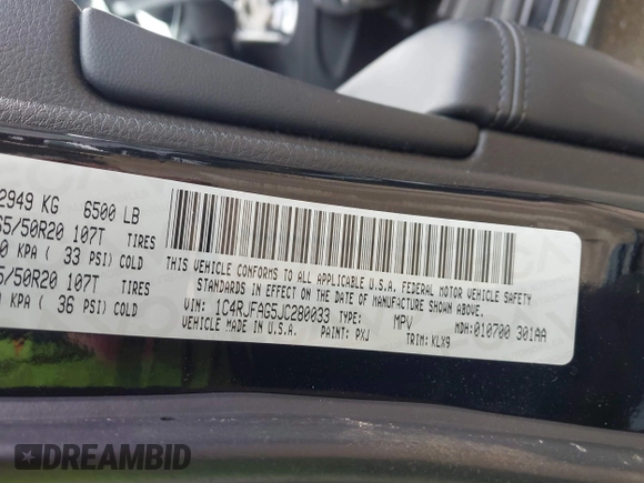 2018 Jeep Grand Cherokee Laredo E with VIN 1C4RJFAG5JC280033, listed as a IAAI auction lot 41953744 with 69,269 mi miles and . Bid and sale history available at DreamBid. Image 9.