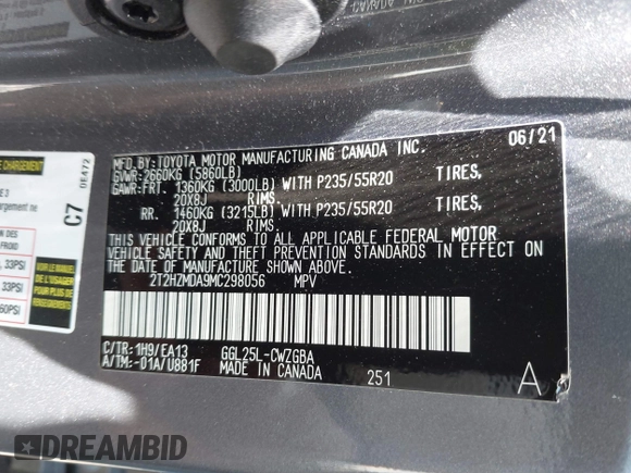 2021 Lexus RX 350 с VIN 2T2HZMDA9MC298056, выставлен на аукционе IAAI как лот 42568908 с пробегом 22 510 миль миль и . История ставок и продаж доступна на DreamBid. Изображение 9.