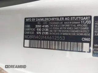 2004 Mercedes-Benz C 230 Kompressor z VIN WDBRN40JX4A612553, wystawiony jako IAAI lot #42255269 z przebiegiem Nie podano mil oraz . Historia ofert i sprzedaży dostępna na DreamBid. Obrazek 9.