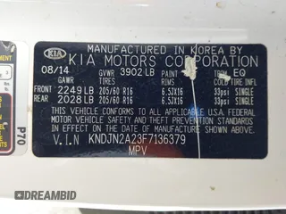 2015 Kia Soul with VIN KNDJN2A23F7136379, listed as a IAAI auction lot 41853304 with 90,697 mi miles. Bid and sale history available at carsss.com. Image 9.