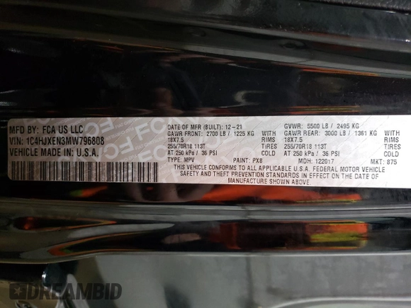 2021 Jeep Wrangler Unlimited Sahara Altitude с VIN 1C4HJXEN3MW796808, выставлен на аукционе Copart как лот 88975515 с пробегом 25 824 миль миль и Списание • Salvage title. История ставок и продаж доступна на DreamBid. Изображение 15.