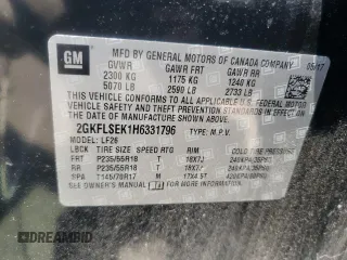 2017 GMC Terrain SLE z VIN 2GKFLSEK1H6331796, wystawiony jako Copart lot #57472455 z przebiegiem 79 091 mil mil oraz Tytuł czysty. Historia ofert i sprzedaży dostępna na DreamBid. Obrazek 14.