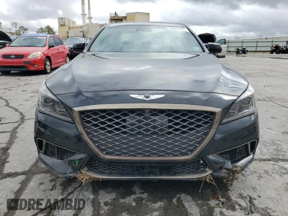 2018 Genesis G80 3.3T Sport with VIN KMHGN4JB0JU219098, listed as a Copart auction lot 46802975 with 134,690 mi miles and Salvage Title. Bid and sale history available at carsss.com. Image 5.