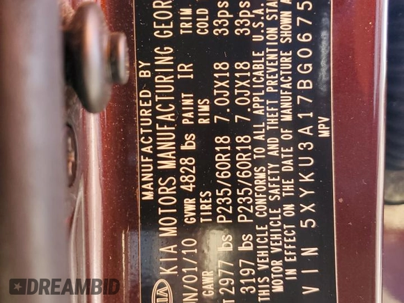 2011 Kia Sorento EX with VIN 5XYKU3A17BG067570, listed as a Copart auction lot 42695095 with 74,819 mi miles and Clean Title. Bid and sale history available at carsss.com. Image 16.